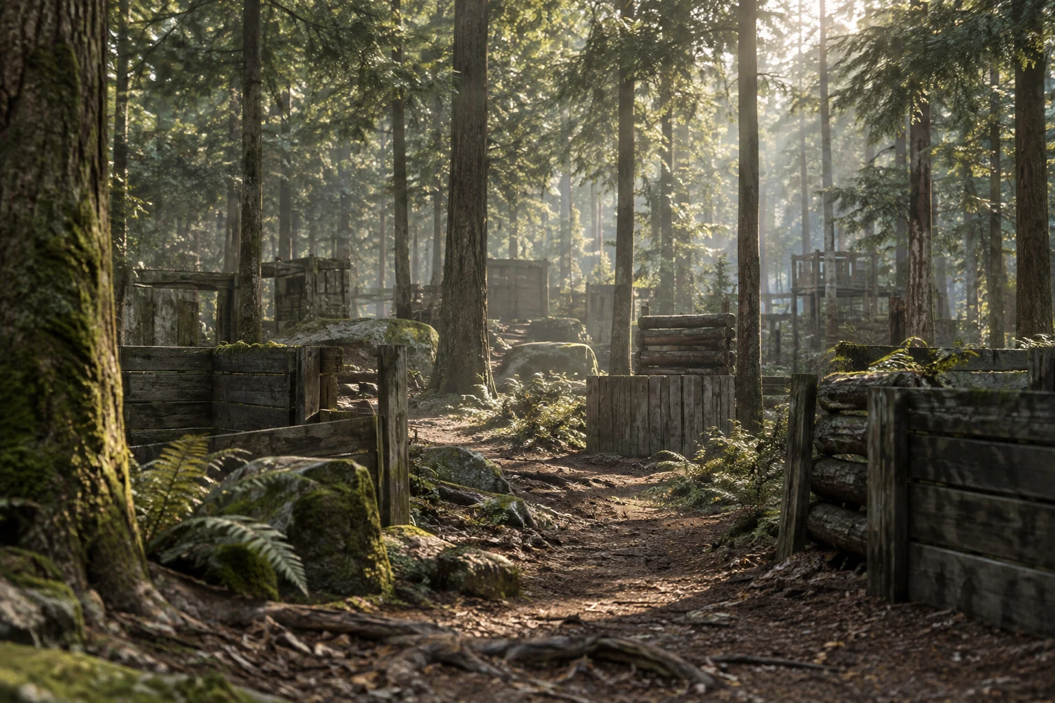 Illustrative outdoor airsoft venue